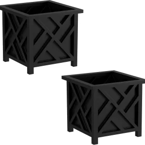 Lattice Design Decorative Planter Box 2-Pack 14.75-Inch