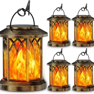 Flickering Flame Solar Lights, Bronze